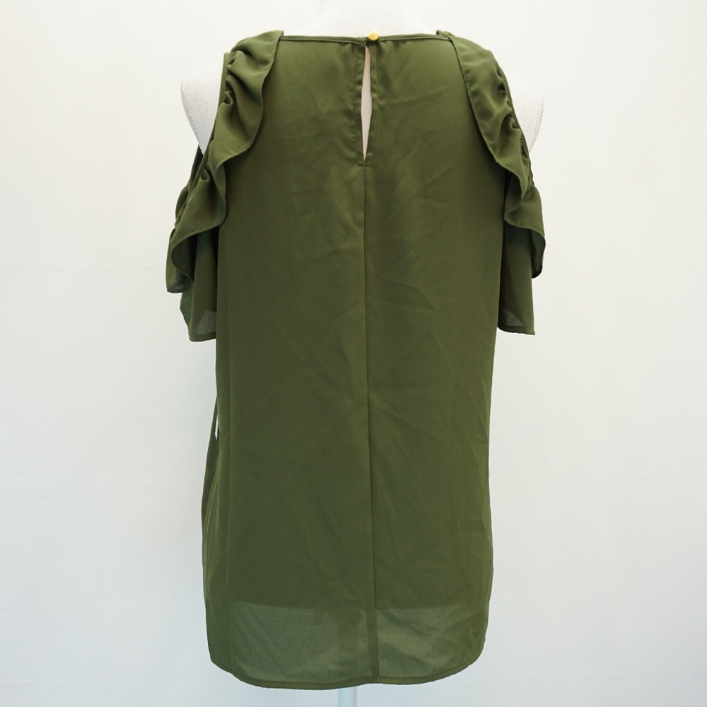 NY Collection Ruffle Cold Shoulder Top Blouse - Picture 3 of 8